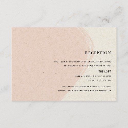 MODERN ABSTRACT SOFT BLUSH PINK KRAFT RECEPTION ENCLOSURE CARD