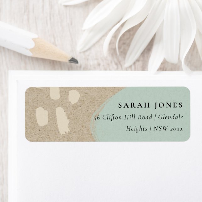 MODERN ABSTRACT SOFT CHIC AQUA BLUE KRAFT ADDRESS LABEL (Insitu)