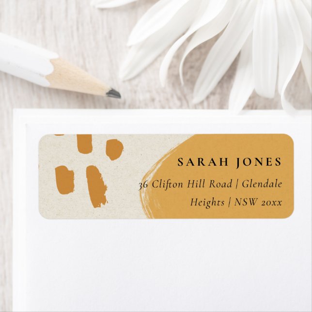 MODERN ABSTRACT SOFT ORANGE RUST KRAFT ADDRESS LABEL (Insitu)