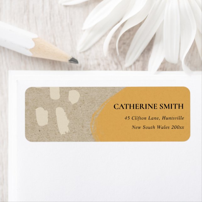 MODERN ABSTRACT SOFT ORANGE RUST KRAFT ADDRESS LABEL (Insitu)