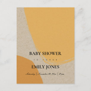 MODERN ABSTRACT SOFT ORANGE RUST KRAFT BABY SHOWER INVITATION POSTCARD