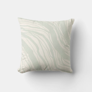 Modern Abstract Soft Sage Beige Stripes Throw Pillow