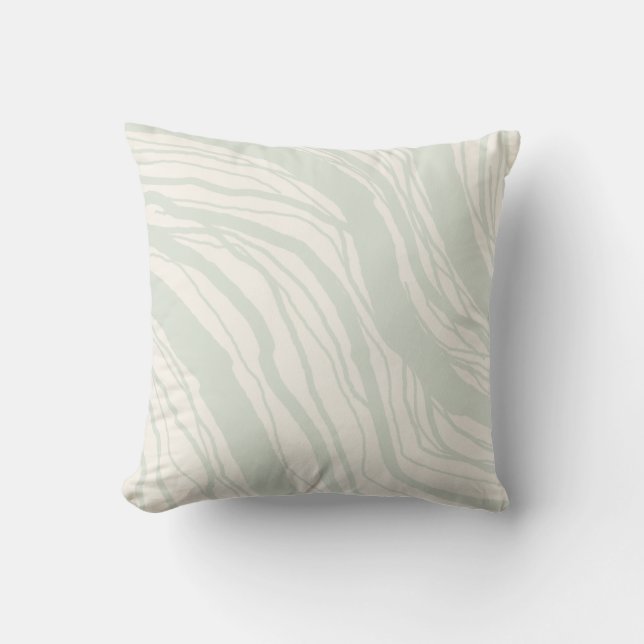 Modern Abstract Soft Sage Beige Stripes Throw Pillow (Front)