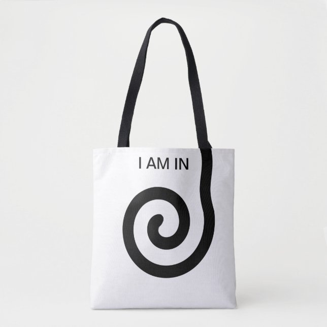 Modern Abstract Spiral on Black & White Tote Bag (Front)