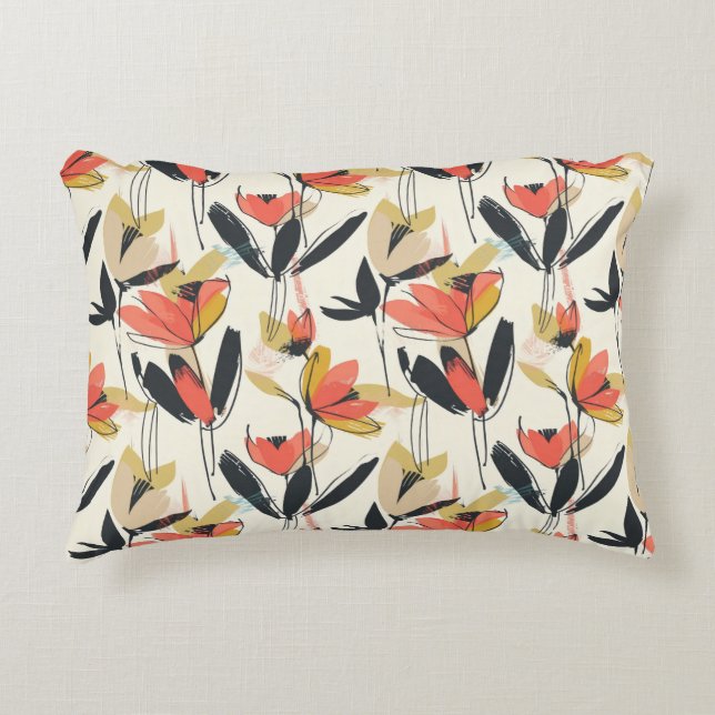 Modern Abstract Spring Floral Accent Pillow (Front)
