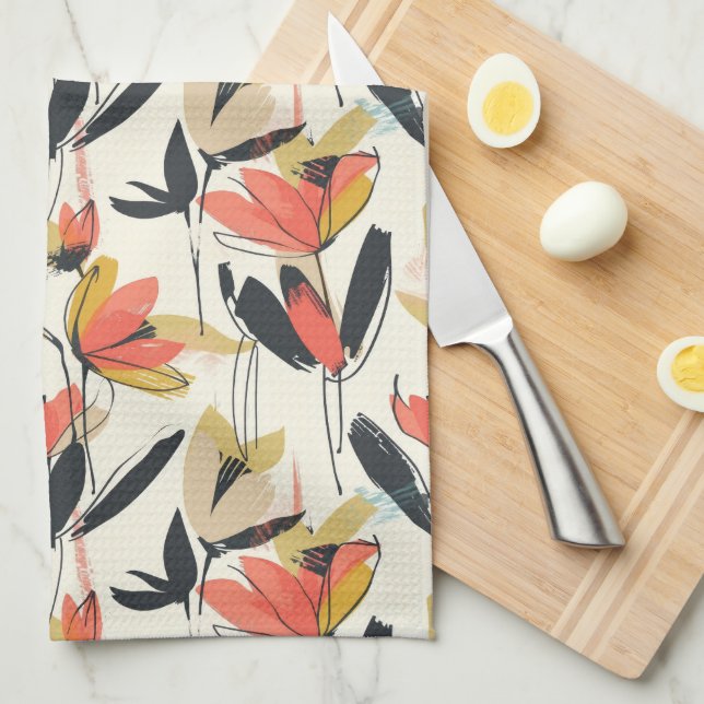 Modern Abstract Spring Floral Kitchen Towels (Quarter Fold)