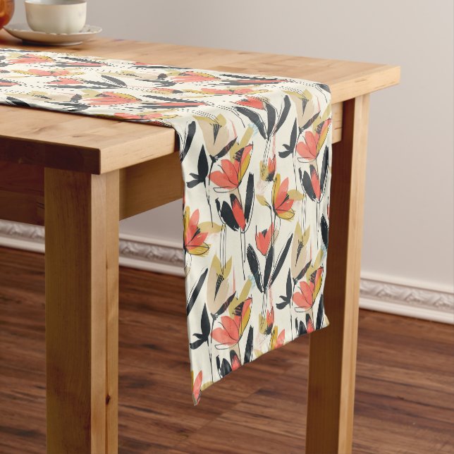 Modern Abstract Spring Floral Table Runner (In Situ)