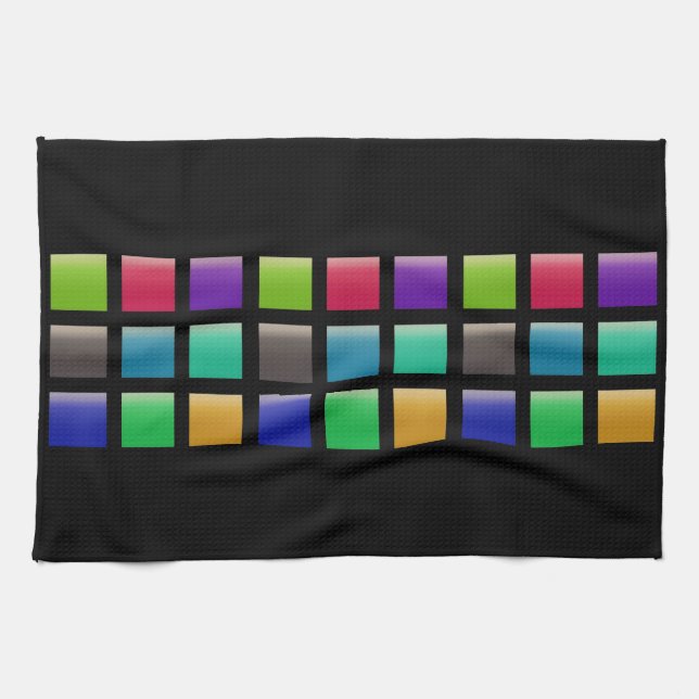 Modern Abstract Squares Pattern Kitchen Towel (Horizontal)
