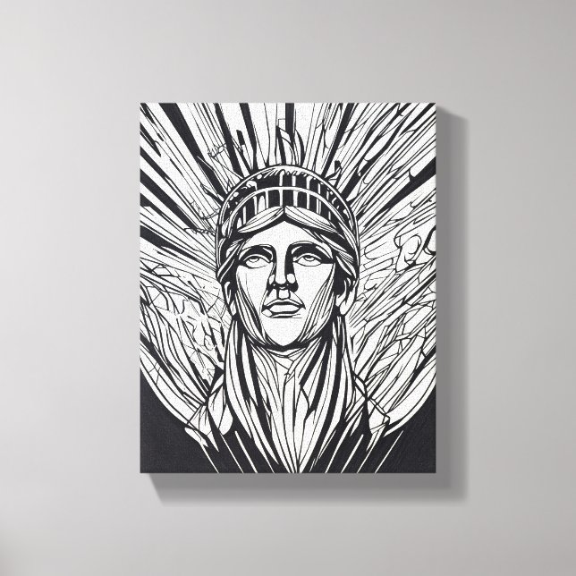 Modern Abstract Statue of Liberty Line Art Canvas Print (Front)