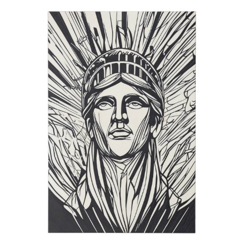 Modern Abstract Statue of Liberty Line Art Faux Canvas Print