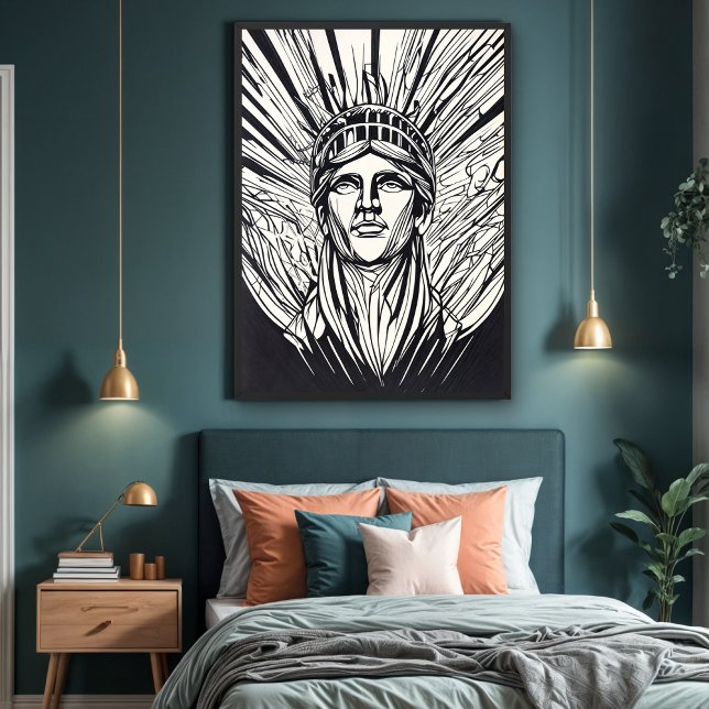 Modern Abstract Statue of Liberty Line Art glossy Poster (Creator Uploaded)