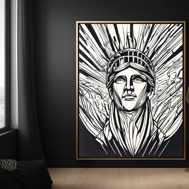 Modern Abstract Statue of Liberty Line Art Poster (Creator Uploaded)