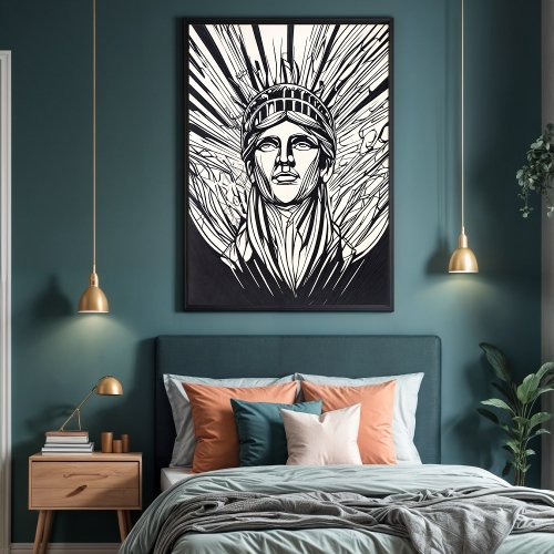 Modern Abstract Statue of Liberty Line Art Poster