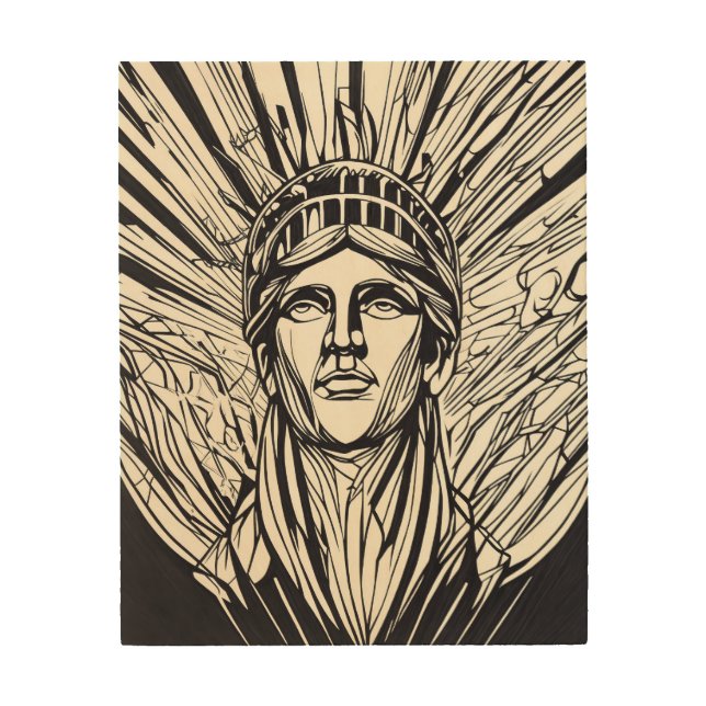 Modern Abstract Statue of Liberty Wood Wall Art (Front)