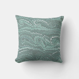 Modern Abstract Steel Blue Swirls Marble Pattern Throw Pillow