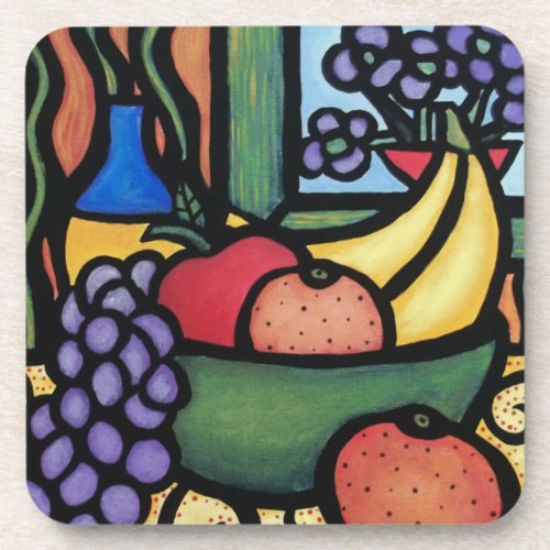 Modern Abstract Still Life Fruit Bowl Drink Coaster