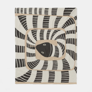 Modern Abstract Striped Snake Neutral Colors Fleece Blanket