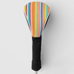 Modern Abstract Stripes Orange Blue White Golf Head Cover