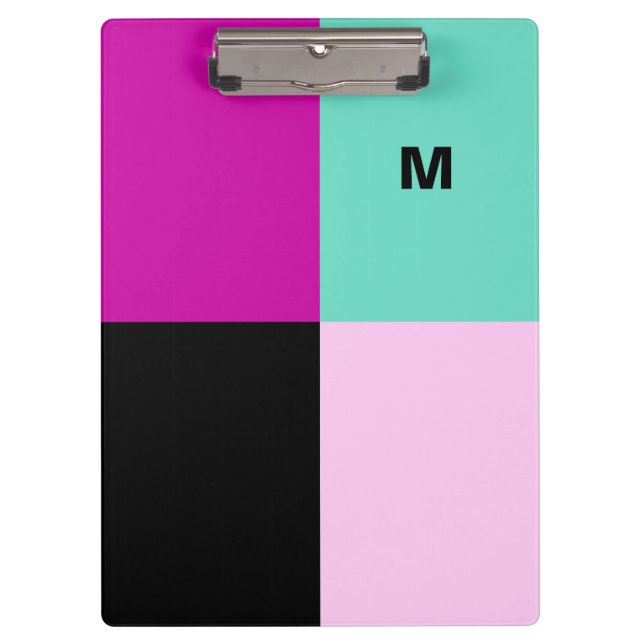 Modern Abstract Stylish Monogram Color Block Clipboard (Front)