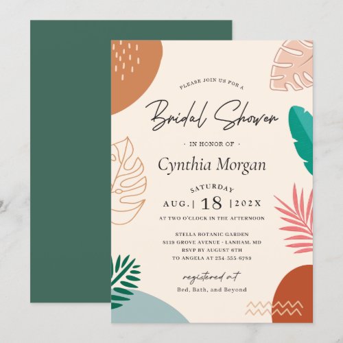 Modern Abstract Summer Tropical Bridal Shower Invitation