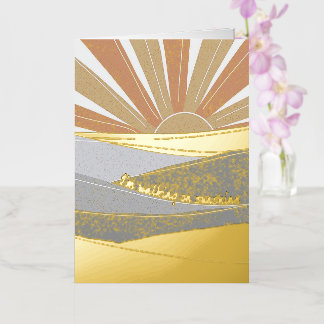 Modern Abstract Sunrise over Desert Foil Greeting Card