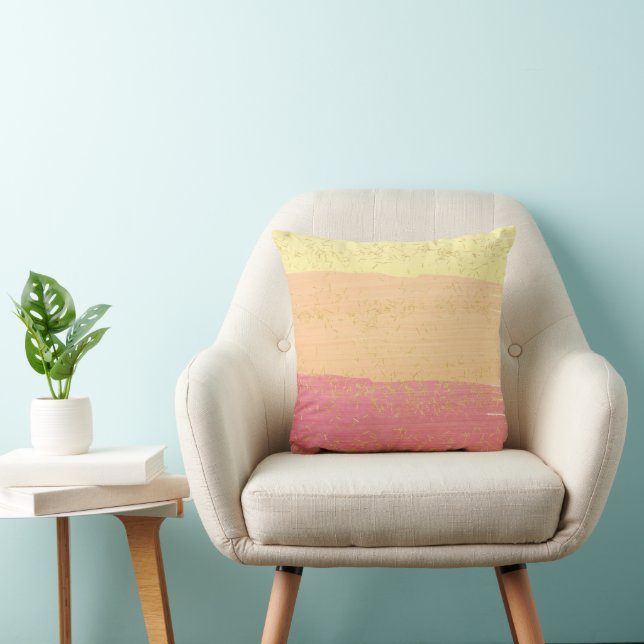 Modern Abstract Sunset Brush Strokes Throw Pillow (Chair)