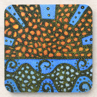 Modern Abstract Sunset Stippled Beverage Coaster