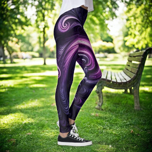 Modern Abstract Swirling Dark Purple Leggings