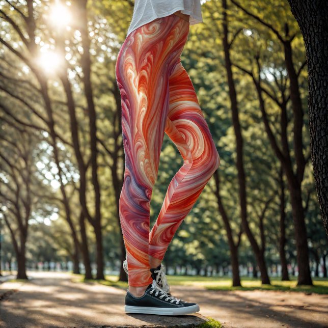 Modern Abstract Swirling Pink and Salmon  Leggings (Creator Uploaded)