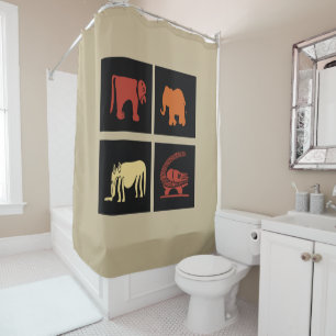Modern Abstract symbol and motifs African art Shower Curtain