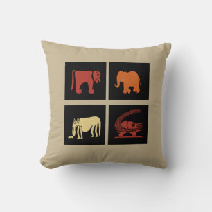 Modern Abstract symbol and motifs African art Throw Pillow