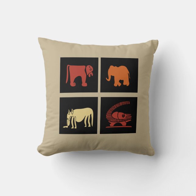 Modern Abstract symbol and motifs African art Throw Pillow (Front)