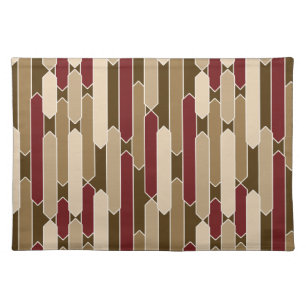 Modern Abstract Tabs, Burgundy, Brown, Beige Cloth Placemat