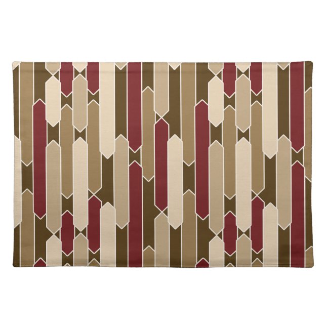 Modern Abstract Tabs, Burgundy, Brown, Beige Cloth Placemat (Front)