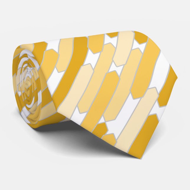 Modern Abstract Tabs, Butter, Yellow, Mustard Neck Tie (Rolled)