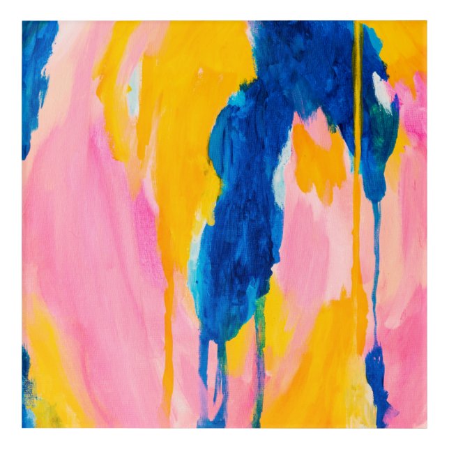 Modern Abstract Teal and Yellow Painted Design Acrylic Print (Front)