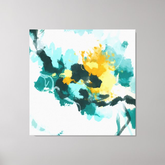 Modern Abstract Teal and Yellow Painted Design Canvas Print (Front)
