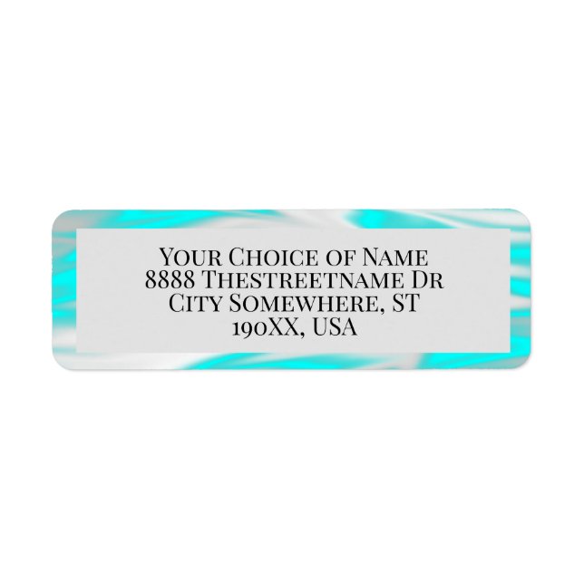 Modern Abstract Teal Blue Waves Label (Front)