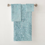 Modern abstract teal glitter blush tones marble bath towel set