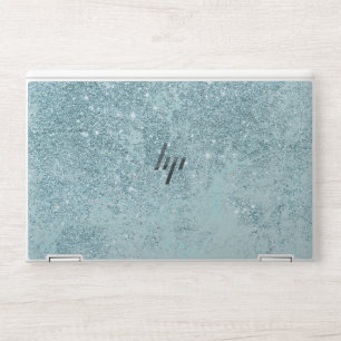 Modern abstract teal glitter blush tones marble HP laptop skin