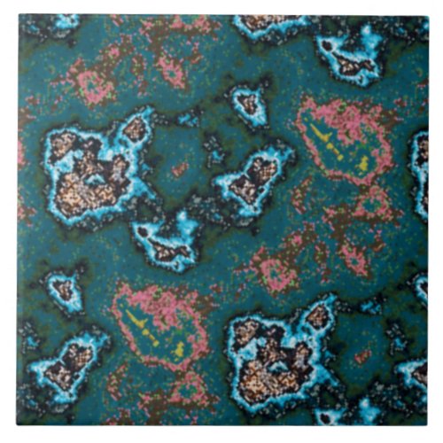 Modern Abstract Teal Pink Turquoise Marble Pattern Ceramic Tile