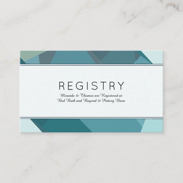Modern, Abstract Teal Registration Cards (Front)