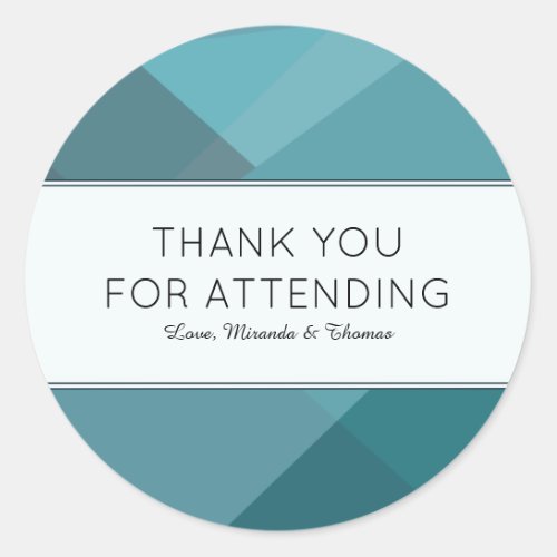 Modern Abstract Teal Thank You Classic Round Sticker