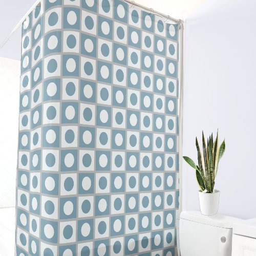 Modern Abstract Teal  White Shower Curtain