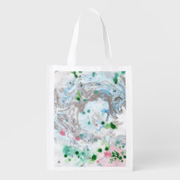 Modern Abstract Template Trendy Pink Blue Green Grocery Bag