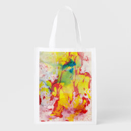 Modern Abstract Template Yellow Red Blue Green Grocery Bag
