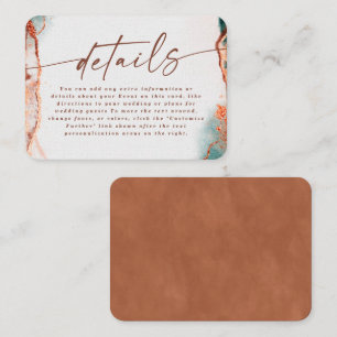 Modern Abstract Terra Cotta Fall Wedding Details Enclosure Card