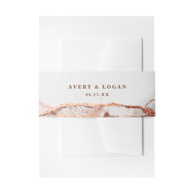 Modern Abstract Terra Cotta Fall Wedding Invitation Belly Band (Front Example)