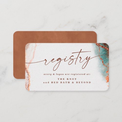 Modern Abstract Terra Cotta Fall Wedding Registry Enclosure Card