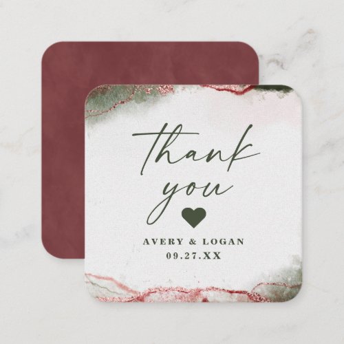 Modern Abstract Terra Rosa Pink Wedding Thank You Note Card